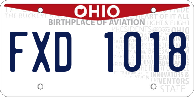 OH license plate FXD1018