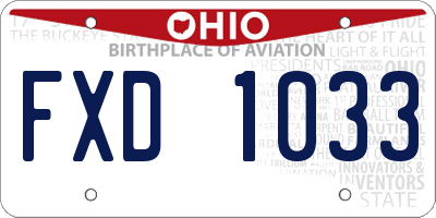 OH license plate FXD1033