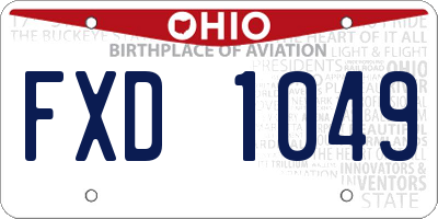 OH license plate FXD1049