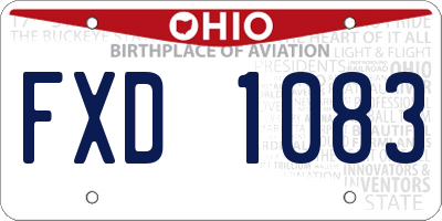 OH license plate FXD1083