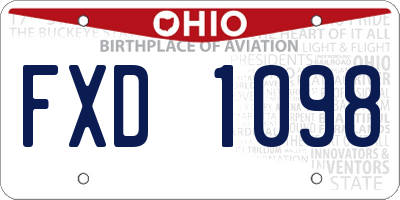 OH license plate FXD1098