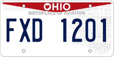 OH license plate FXD1201