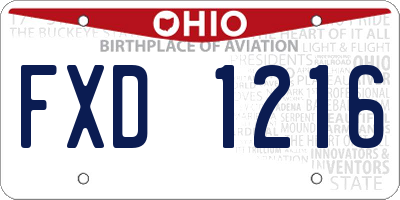 OH license plate FXD1216