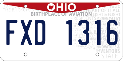 OH license plate FXD1316