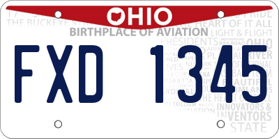 OH license plate FXD1345