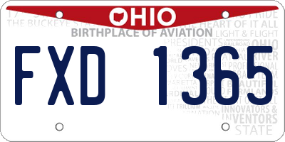 OH license plate FXD1365