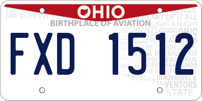 OH license plate FXD1512