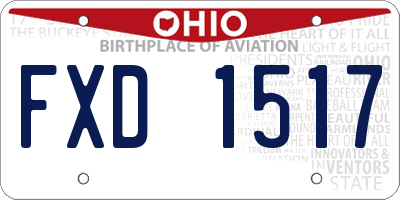 OH license plate FXD1517