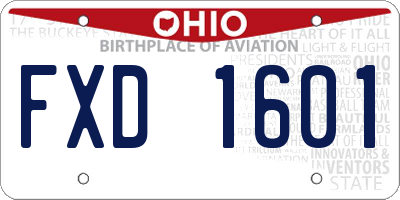 OH license plate FXD1601