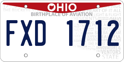 OH license plate FXD1712