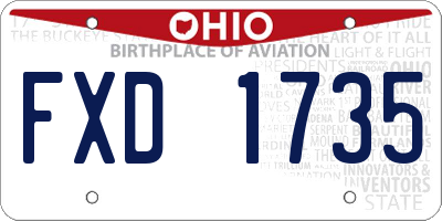 OH license plate FXD1735