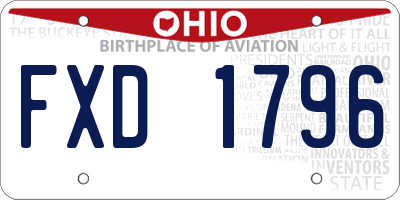 OH license plate FXD1796