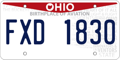 OH license plate FXD1830