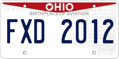 OH license plate FXD2012