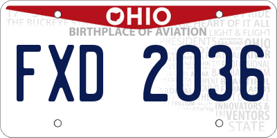 OH license plate FXD2036