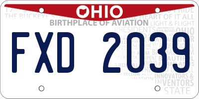 OH license plate FXD2039