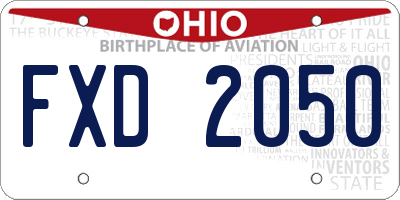 OH license plate FXD2050