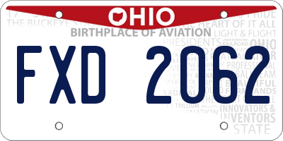 OH license plate FXD2062