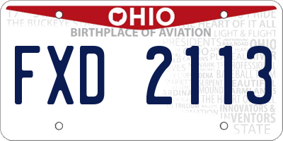 OH license plate FXD2113