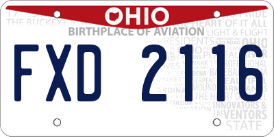 OH license plate FXD2116
