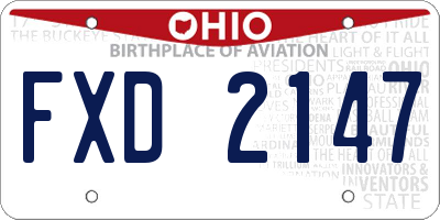 OH license plate FXD2147