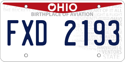 OH license plate FXD2193