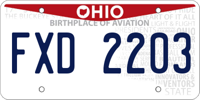 OH license plate FXD2203