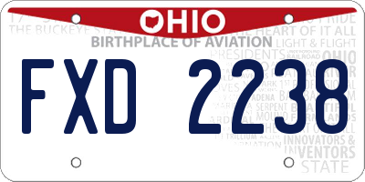 OH license plate FXD2238