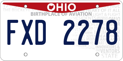 OH license plate FXD2278