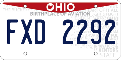 OH license plate FXD2292