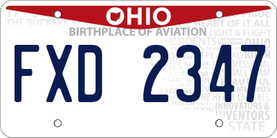 OH license plate FXD2347