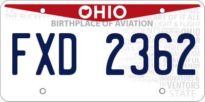 OH license plate FXD2362