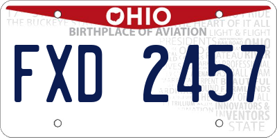 OH license plate FXD2457