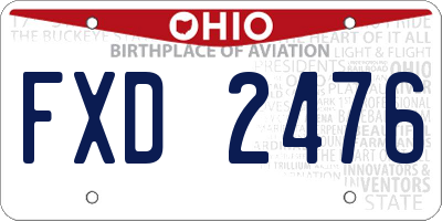 OH license plate FXD2476