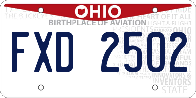 OH license plate FXD2502