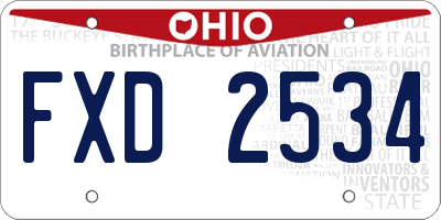 OH license plate FXD2534
