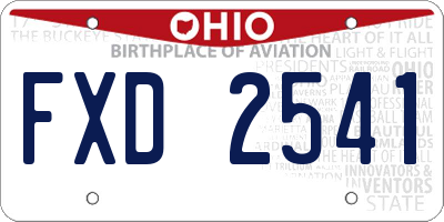 OH license plate FXD2541