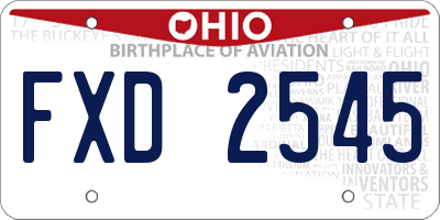 OH license plate FXD2545