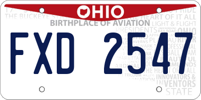 OH license plate FXD2547