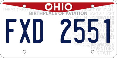 OH license plate FXD2551