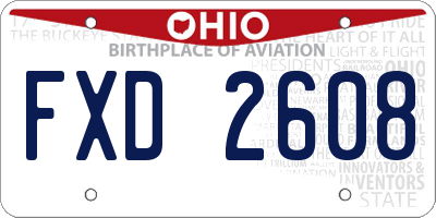 OH license plate FXD2608