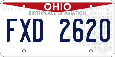 OH license plate FXD2620