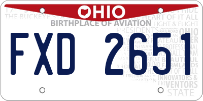 OH license plate FXD2651