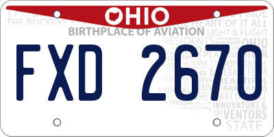 OH license plate FXD2670