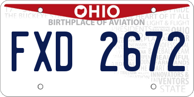 OH license plate FXD2672