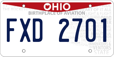 OH license plate FXD2701