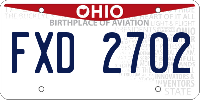 OH license plate FXD2702