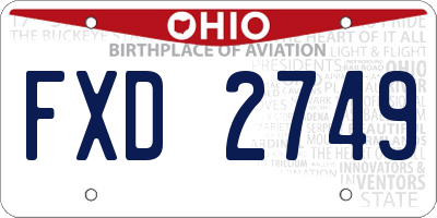 OH license plate FXD2749