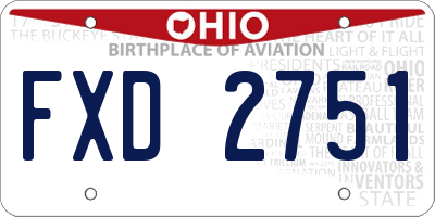 OH license plate FXD2751