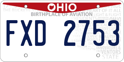 OH license plate FXD2753
